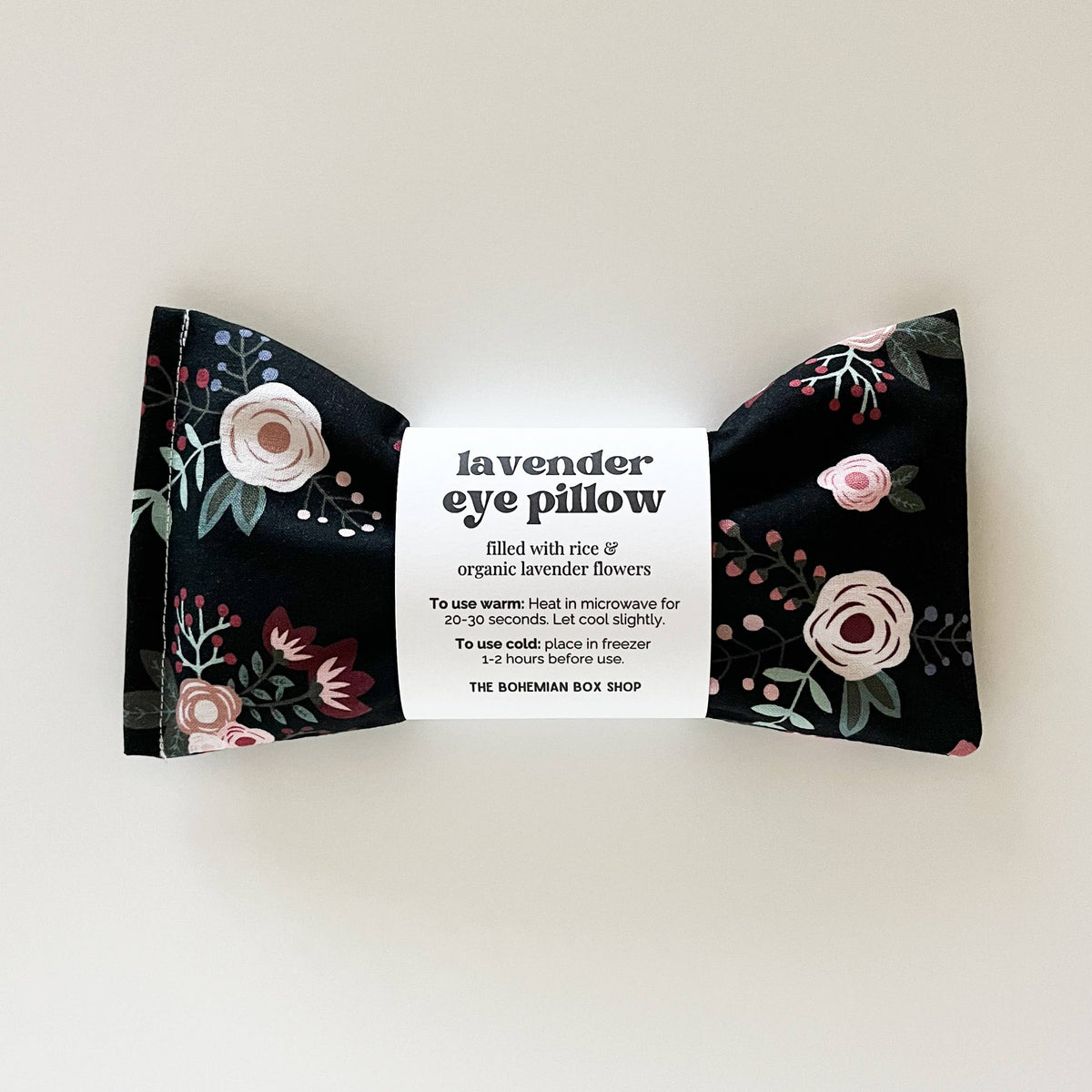 Sweet Floral On Black Lavender Eye Pillow