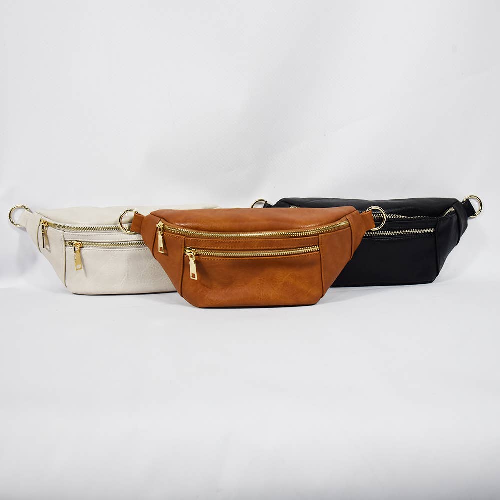 The Soho Dual Zipper Sling Bag | Vegan Leather