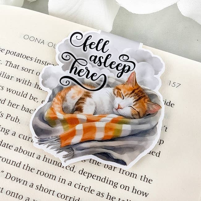 Fell Asleep Here Cat | Magnetic Bookmark