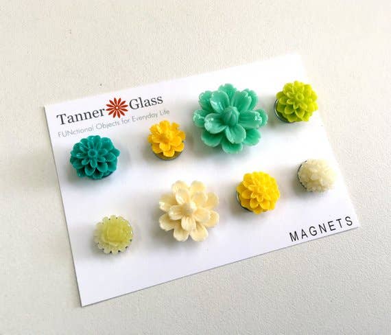 Resin Flowers Magnet Sets | 8 pc