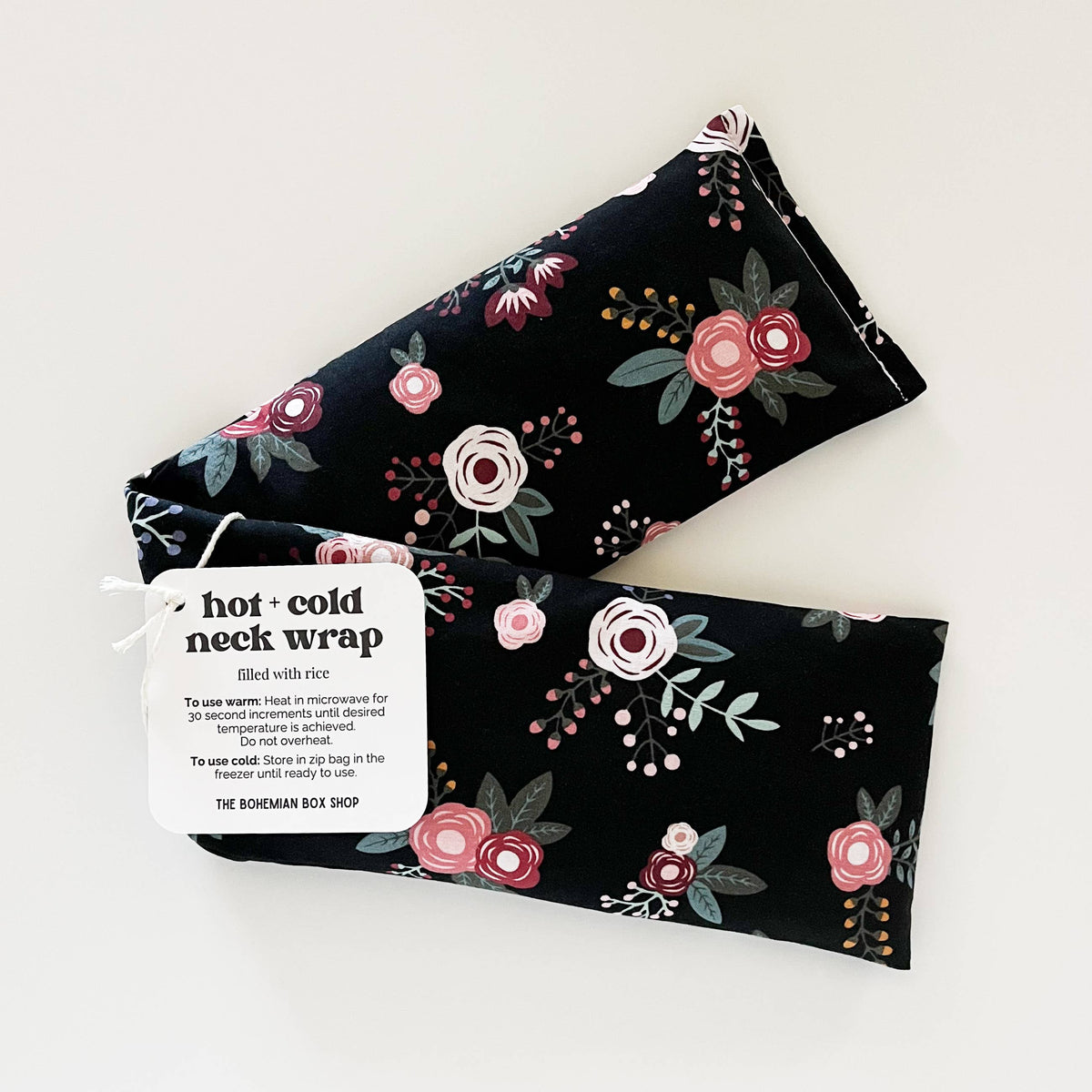 Sweet Floral On Black Hot &amp; Cold Therapy Neck Wrap