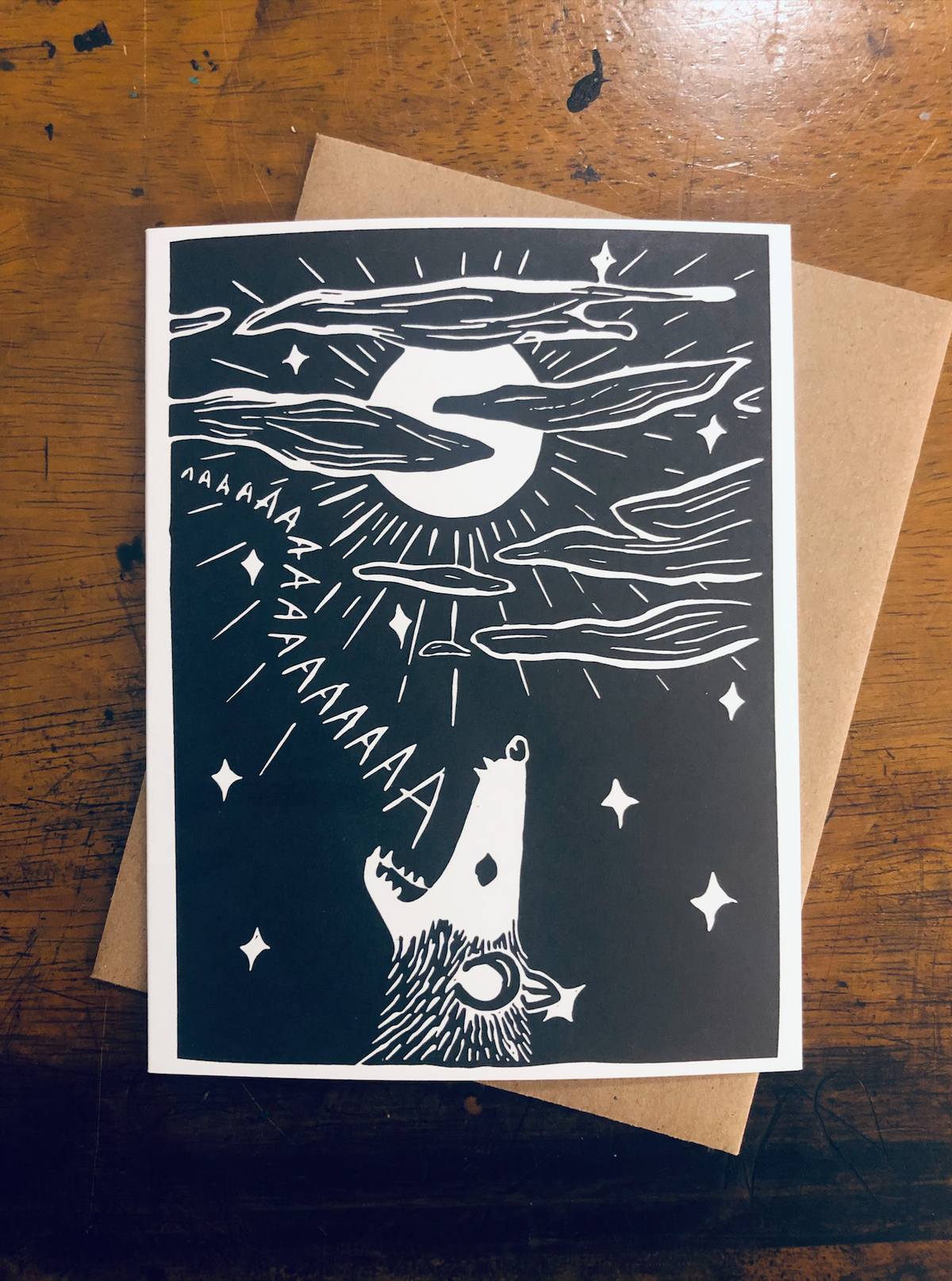 Possum Screaming At The Moon - 100% Recycled Greeting Card Greeting Card