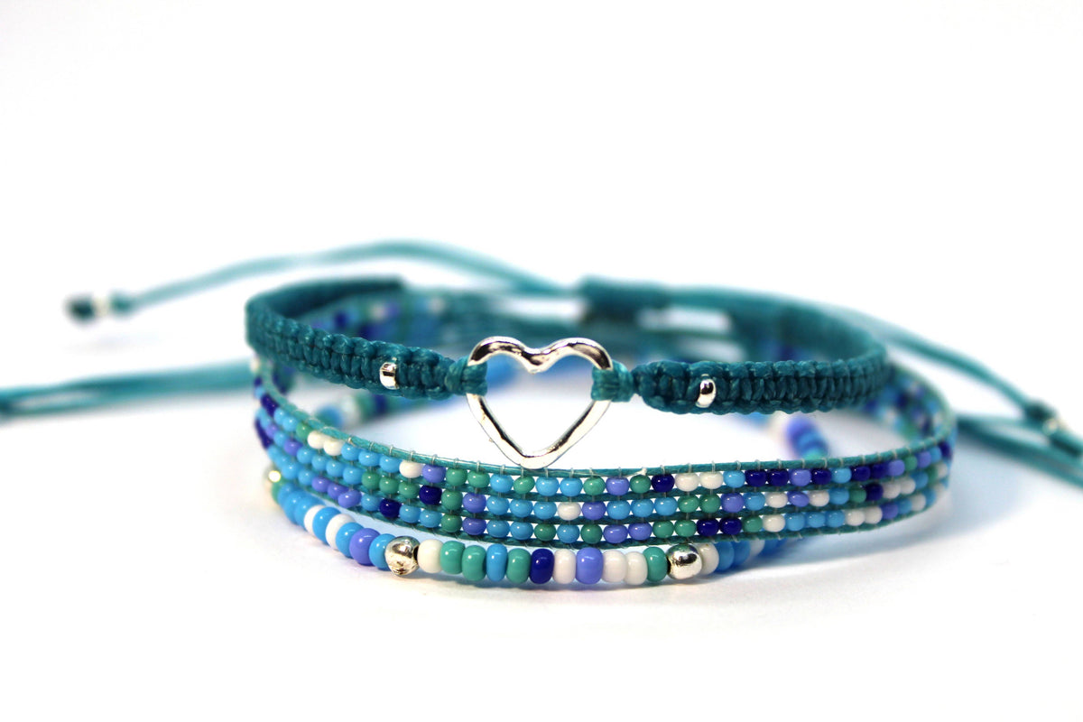 Turquoise Oceans Beaded Bracelet 3 pack