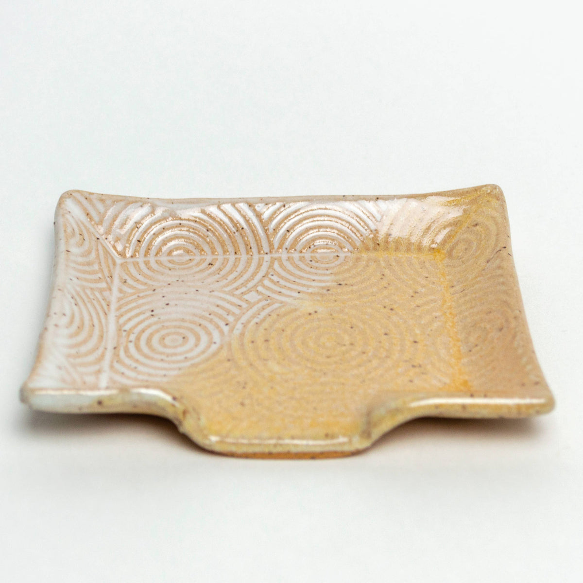 Spiral Pattern Peach and White Handmade Ceramic Soap Dish