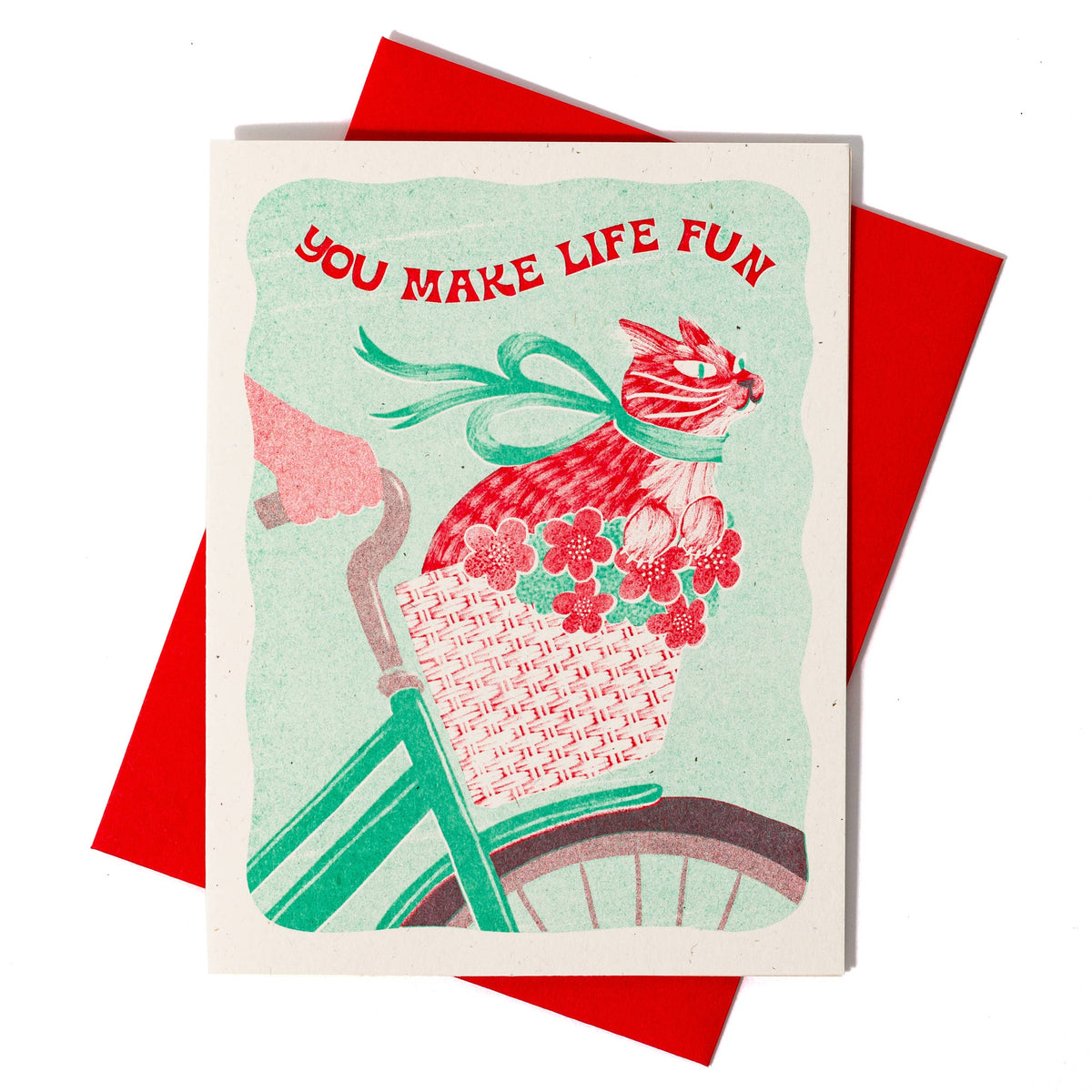 You Make Life Fun Cat - Risograph Greeting Card