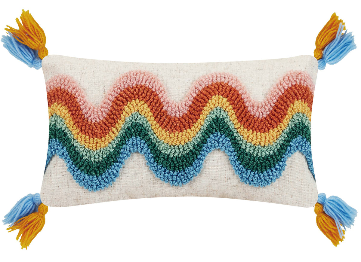 Rainbow Wave w/Tassels Hook Pillow