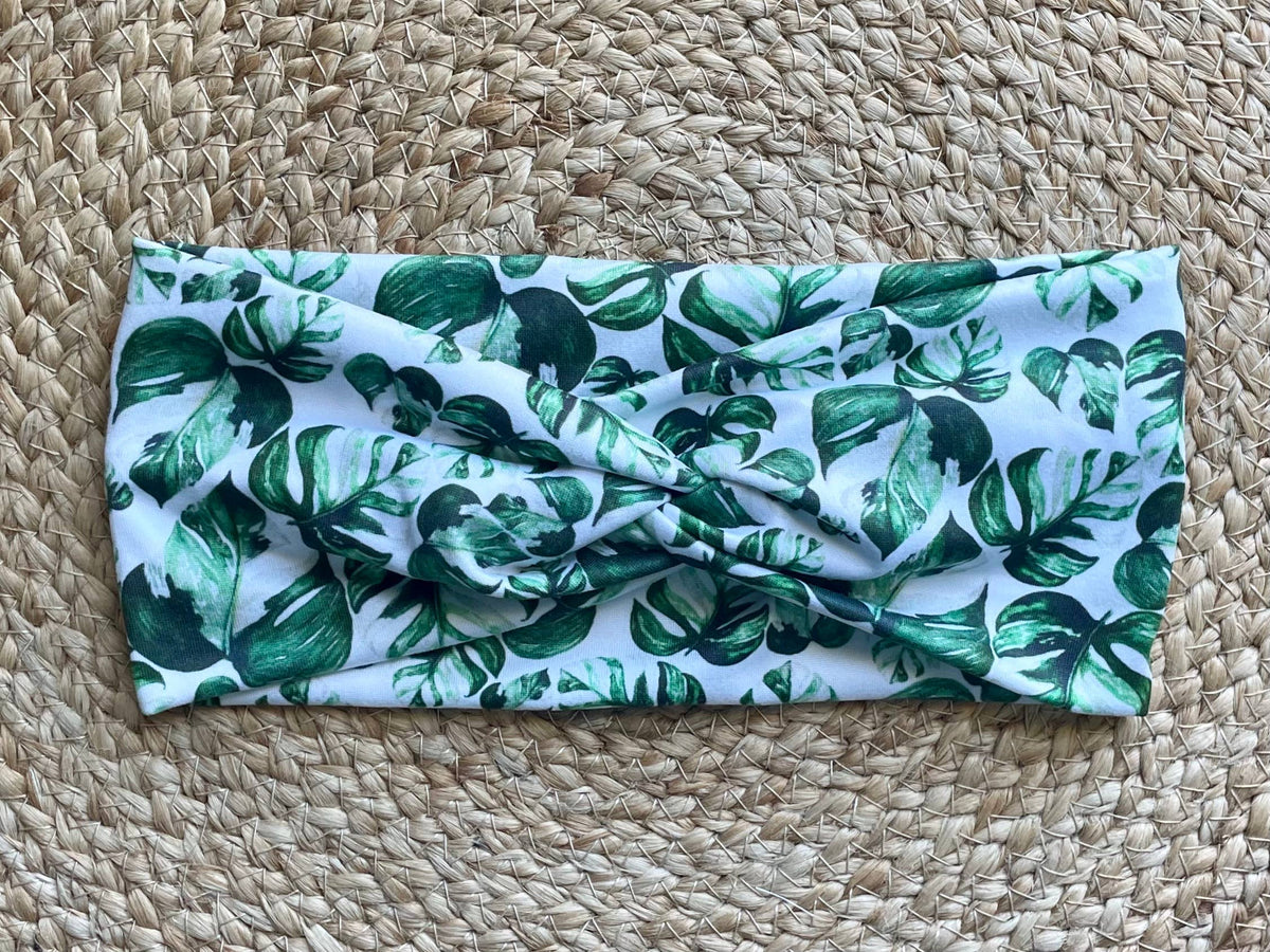 Monstera Leaves Knit Twist Headband