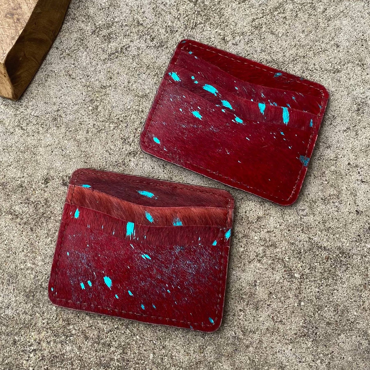 Acid Turquoise Red Cowhide wallet