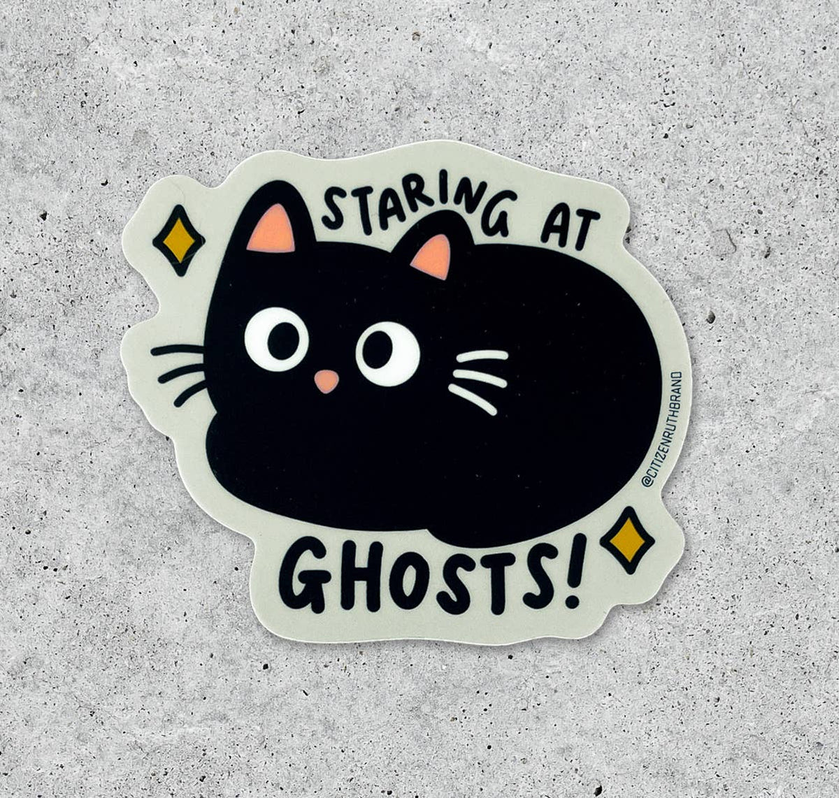 Staring at Ghosts Cat vinyl sticker